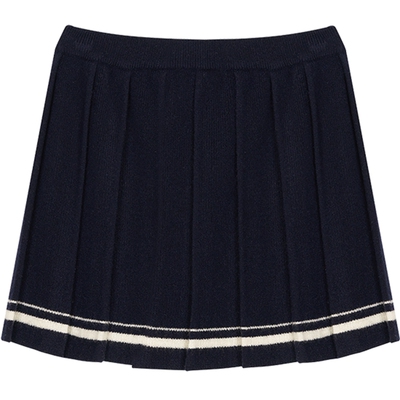 erdosKIDS 鄂尔多斯童装女童羊绒条纹百褶半身裙