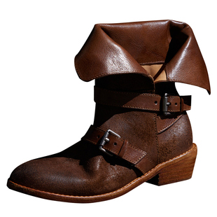 Le' Murmure 美式经典机车 硬朗美学 纯手工擦色水牛皮西部短靴女