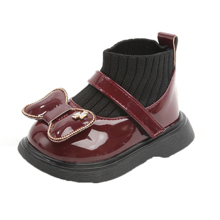 秋冬季女宝宝鞋子1一2-3周岁小童短靴子加绒婴儿小皮鞋女童学步鞋