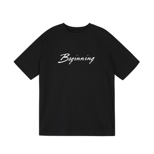 NEVA HU 黑色短袖t恤女宽松夏季新款韩版圆领字母休闲纯棉上衣