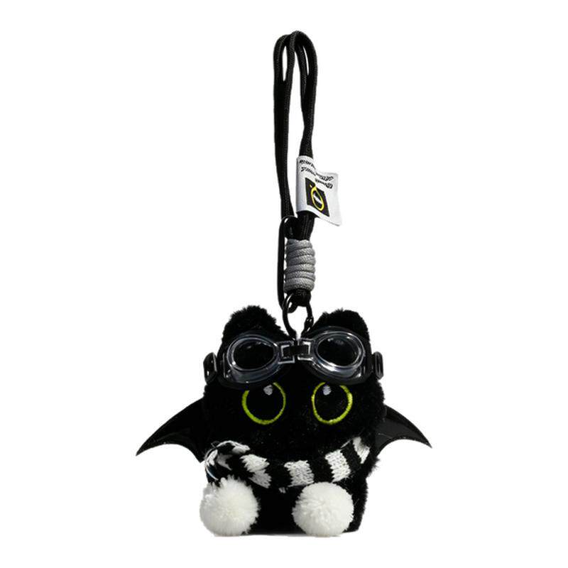 大眼恶魔小黑猫毛绒公仔钥匙扣