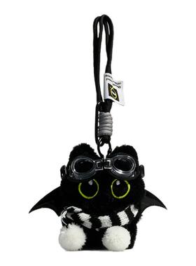 大眼恶魔小黑猫毛绒公仔钥匙扣
