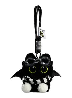 大眼恶魔小黑猫毛绒公仔钥匙扣