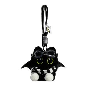 大眼恶魔小黑猫毛绒公仔钥匙扣