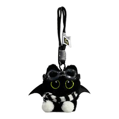 大眼恶魔小黑猫毛绒公仔钥匙扣