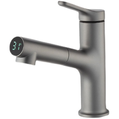 恒洁水龙头家用卫浴抽拉冷热数显面盆龙头卫生间洗手盆902-115S