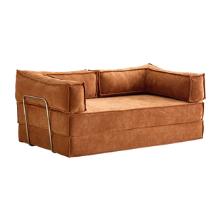 复古可折叠压缩沙发床双人客厅直排沙发可拆洗出租房公寓布艺沙发