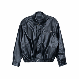 Hualun秋冬肌理感皮衣外套男潮牌百搭上衣男款痞帅飞行员pu皮夹克