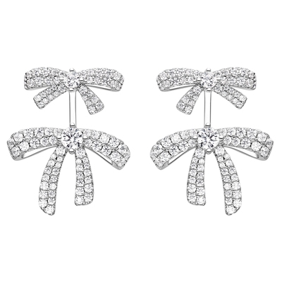 HEFANG何方珠宝双层蝴蝶结耳环