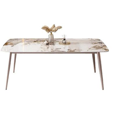 岩板餐桌椅组合小户型家用吃饭桌子椅子现代简约长方形餐桌轻奢