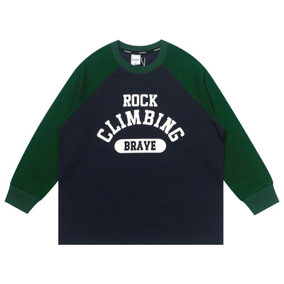 户外风撞色插肩男童复古长袖T恤