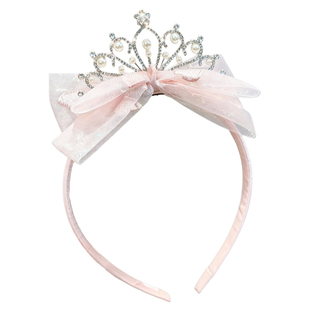 儿童公主头纱发箍女童皇冠蝴蝶结网纱发卡甜美洋气不勒头拍照发饰