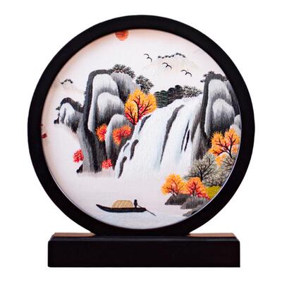 清风雅绣紫檀木摆件手工双面绣