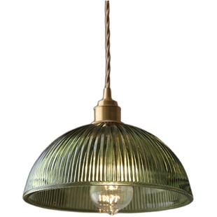 黄铜条纹玻璃吊灯北欧风餐厅吧台阳台酒吧咖啡厅个性极简单头吊灯