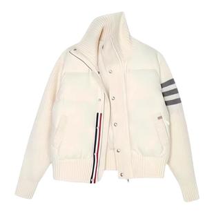 TB休闲羽绒服女2025秋冬新款短款白鸭绒立领保暖针织超好看外套潮