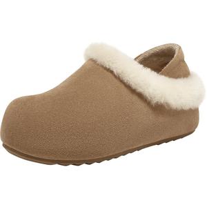 百思图25冬新款勃肯鞋毛毛鞋棉鞋外穿拖鞋加绒保暖女单鞋W6709DM5