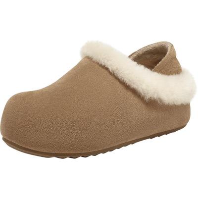 百思图25冬新款加绒保暖勃肯拖