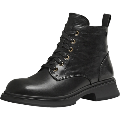 天美意复古英伦风马丁靴女休闲短靴时装靴皮靴2025冬新款BM051DD5