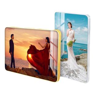 现代简约皮雕相框摆台水晶宝宝全家福制定相片带框制作婚纱照挂墙