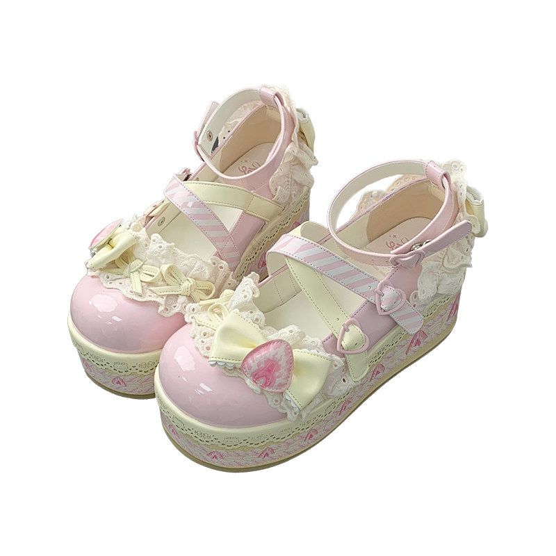 现货【草莓限定全色】厚底呲甜可爱甜美少女lolita鞋