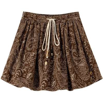 BANANA BABY2025年冬季新款波嬉风复古牛仔半裙女民族风蓬蓬短裙