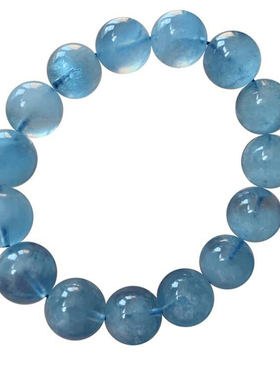 天然猫眼海蓝宝单圈手链饰品礼物