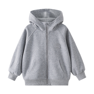 男童春装外套2026新款春秋款儿童连帽针织上衣中大童男孩格子潮范