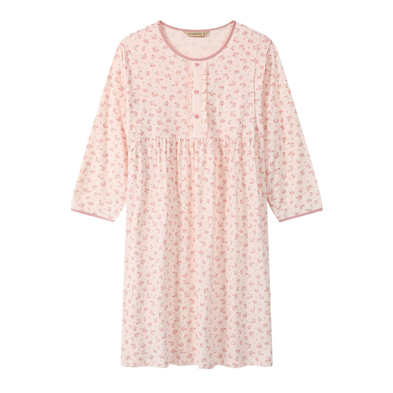 秋鹿【100%棉月子服】睡裙女士夏季薄款纯棉哺乳衣家居待产孕妇装