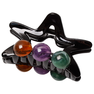 韩国五角星晕染球球发夹高级感后脑勺盘发抓夹中号鲨鱼夹发卡头饰