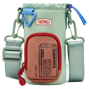 膳魔师儿童保温杯套配件复古潮酷斜挎可调节水壶包