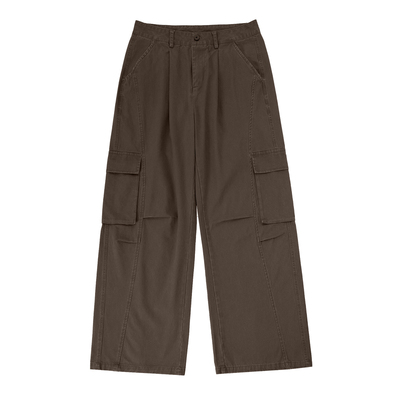 GoodNorth咖色复古多口袋工装裤