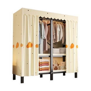 升级衣柜一体式免安装折叠全钢架出租房现代风小户型推拉门挂衣柜