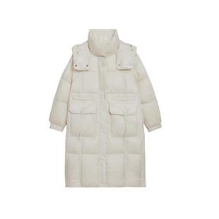 飞鸟和新酒商场同款2023冬季新款立领带帽中长款羽绒服FZ37001024