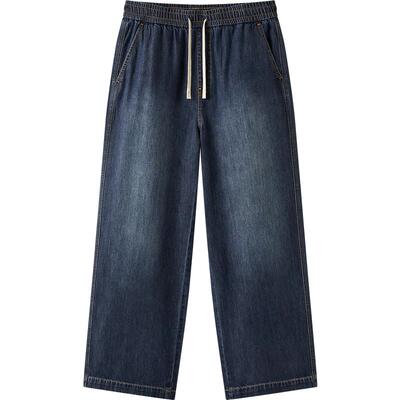 森马复古水洗工艺宽松阔腿牛仔裤