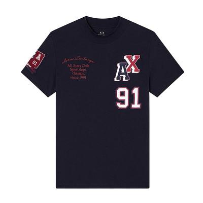 AX/阿玛尼男士纯棉圆领刺绣T恤