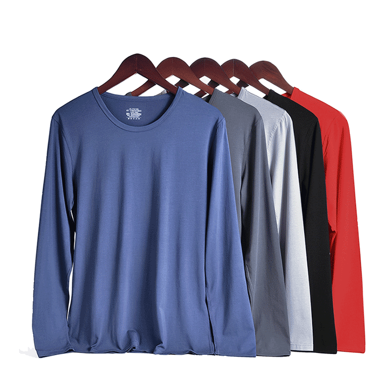 秋衣上衣单件莫代尔棉圆领V领男