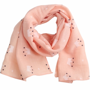 宝宝围巾春秋季女童保暖防风围脖韩版男儿童百搭护颈纱巾卡通薄款