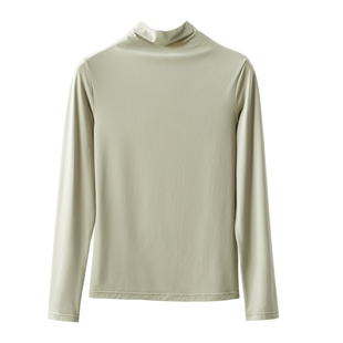 恒源祥中领保暖上衣女款美肤内搭外穿秋衣打底衫无痕薄款可外穿