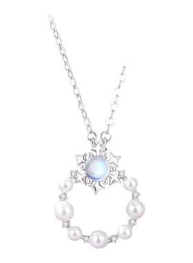 s925纯银带证书雪花星光环项链