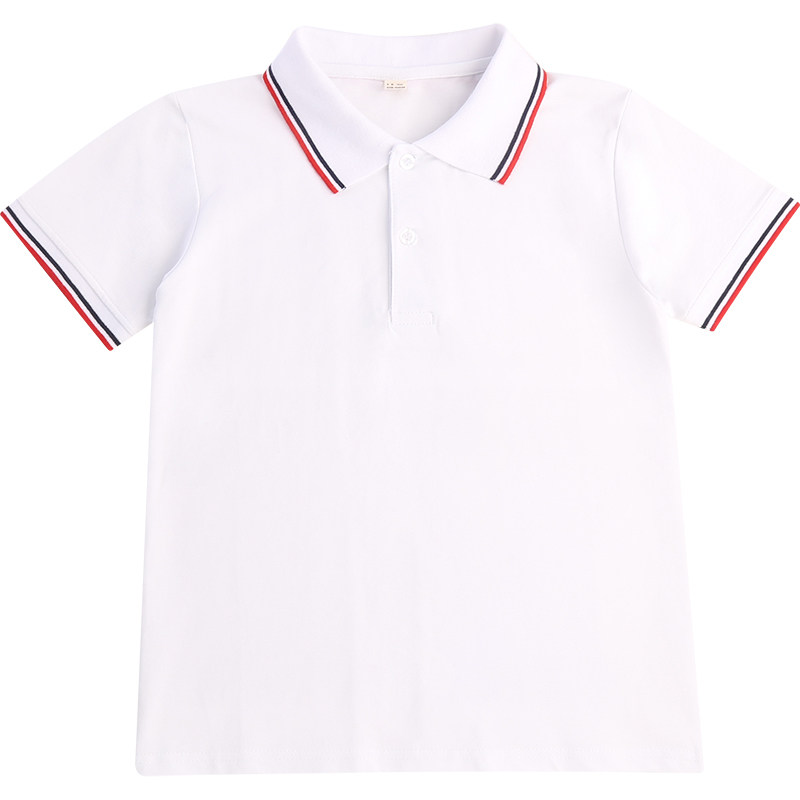 儿童校服男童女童短袖T恤中小学生纯棉白色POLO衫夏季演出园班服