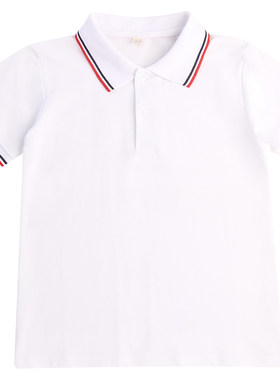 儿童校服纯棉白色POLO衫夏季演出