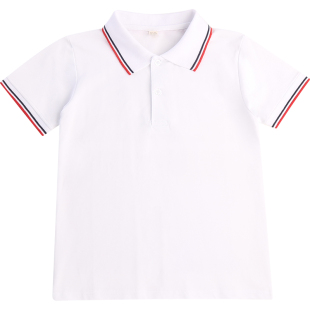 儿童校服男童女童短袖T恤中小学生纯棉白色POLO衫夏季演出园班服