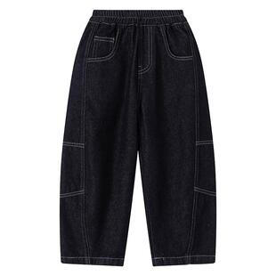 小象汉姆童装男童牛仔裤防褪色裤子儿童弯刀宽松裤子2026春装新款