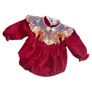 周岁女宝宝礼服中式女宝抓周服一岁生日周岁宴百天冠衣周岁服秋冬