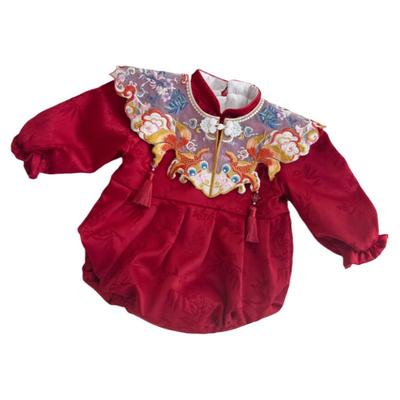 周岁女宝宝礼服中式女宝抓周服一岁生日周岁宴百天冠衣周岁服秋冬