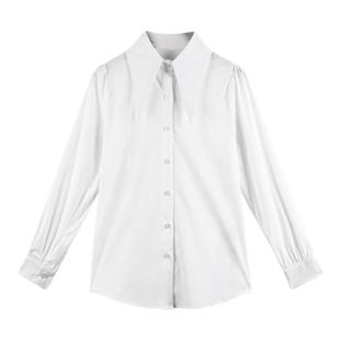 弥古白色尖领衬衫女内搭2025秋冬叠穿长袖法式泡泡袖上衣打底衬衣