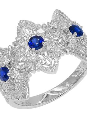 【静雅凝雪】原创蓝宝石戒指女