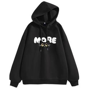 唐狮黑色卫衣女款2026新款爆款春秋宽松显瘦上衣小个子连帽外套VB