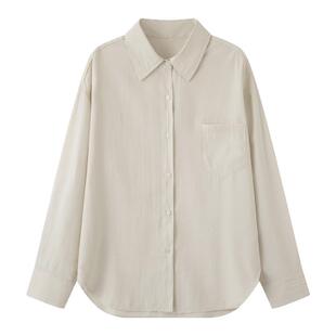 画风drawwind2026春季新款长袖衬衫女宽松纯色百搭通勤风衬衣外套