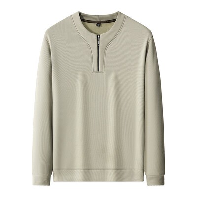 加绒加厚T恤男低领拉链大码卫衣